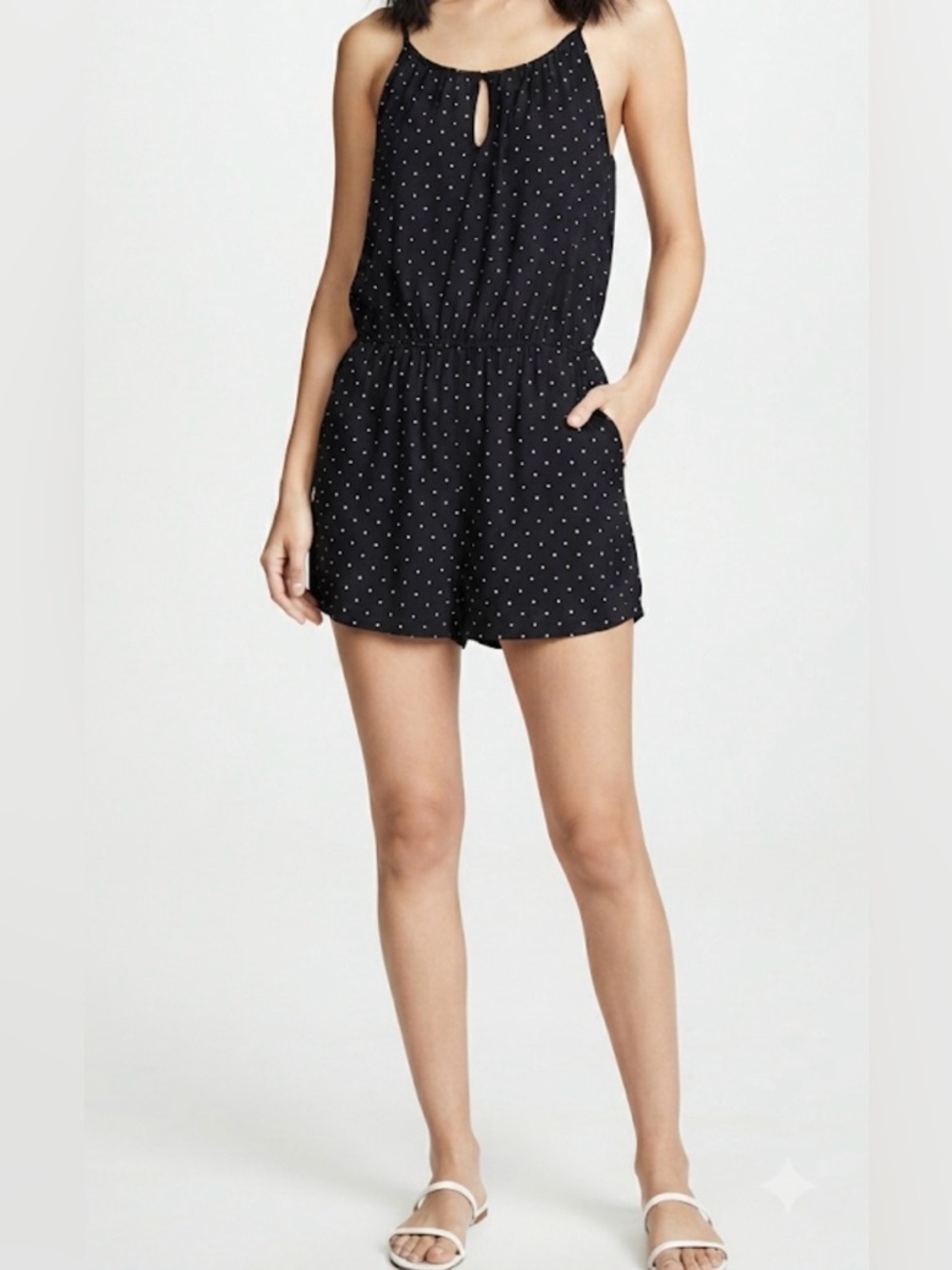 Old Navy Black & White Polka Dot Halter Romper L
